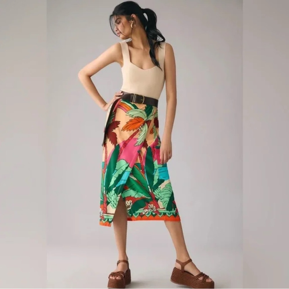 Anthropologie Asymmetrical Skirt in Vibrant Multicolor
